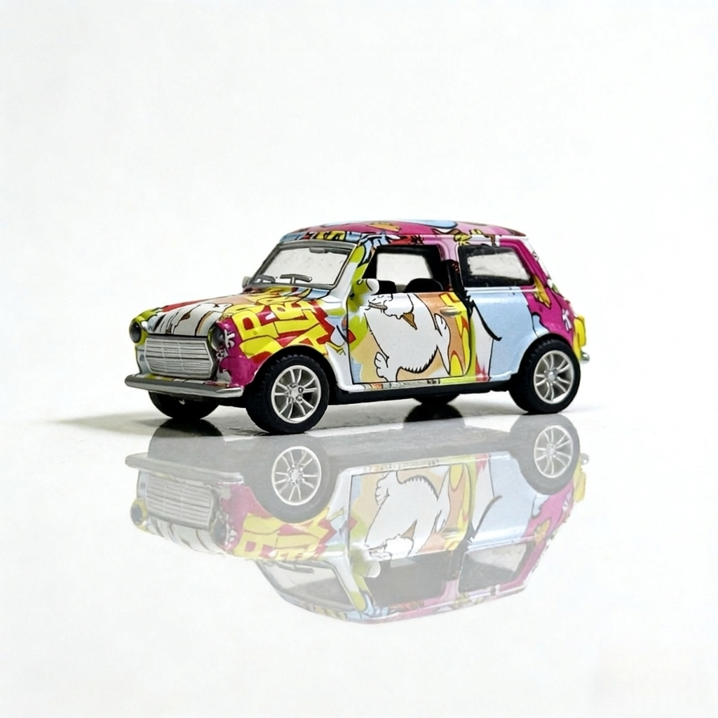 Toi-Toys die-cast metal toy car designed like a 1974 Mini Cooper.