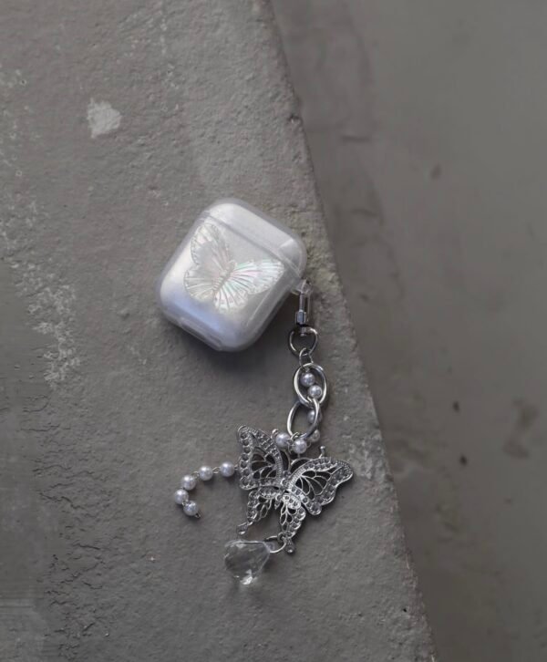Silver Butterfly keychain AirPods Case