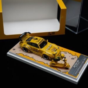 Yellow Porsche RWB 993 featuring a Minions livery