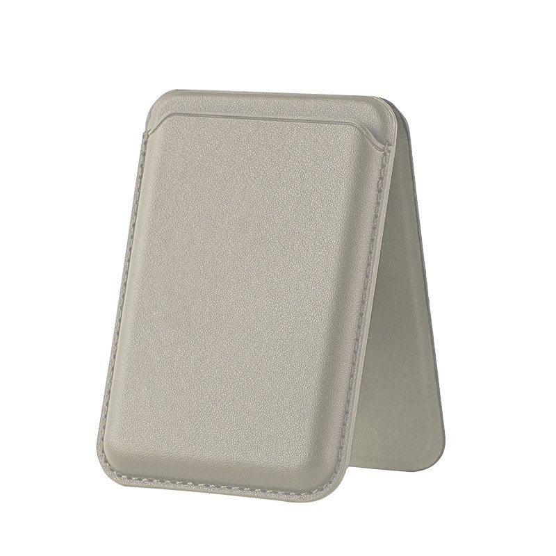 Gray Color Leather MagSafe Card Holder
