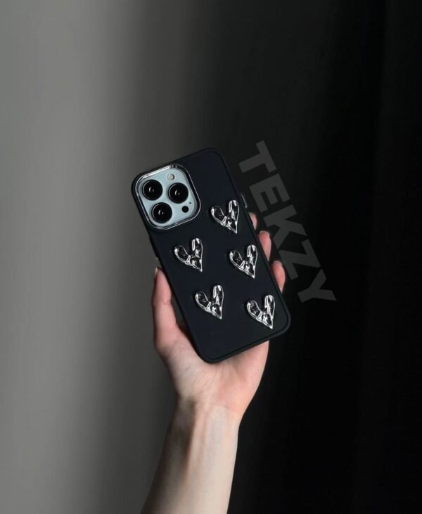 3D Silver Heart iPhone case