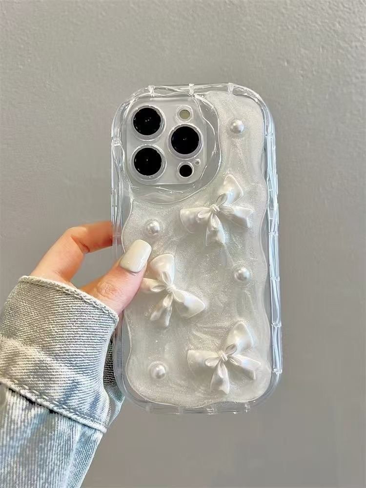 3D White Bows Iphone Case